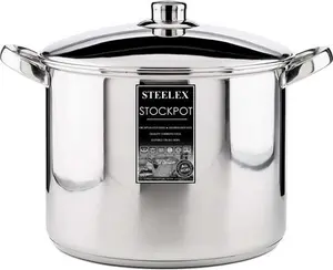 Stainless Steel Induction Stock Pot With Lid Large Deep Casserole Cooking Stockpot Mirror Polished Finish Soup Stew Home Brew Pot (28cm - 12.5 Litre)