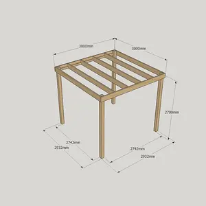 Box Pergola - Wood - L300 x W300 x H270 cm - Light Green