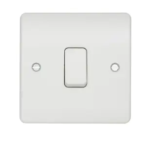 MK 10A 1 way 1 gang Light Switch Gloss White