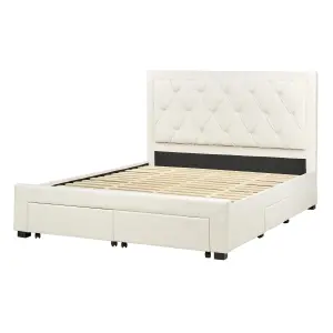 Velvet EU King Size Bed with Storage Cream LIEVIN