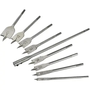 New 10pc Flat Wood Spade Hole Cut Saw Drill Bit Set 6-32mm Extension Bar Hex Key