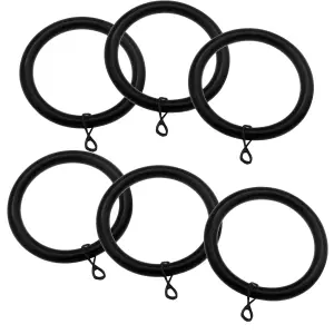 Curtain ring black metal curtain rings 38mm for Curtain Pole Rod - Pack of 6