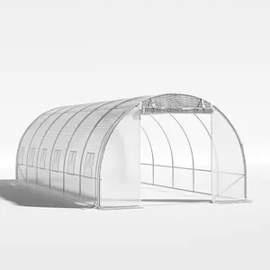 6x3x2M Steel Frame Walk In Greenhouse Garden Plants Grow House  Walk-In Green House with Roll Up Windows and PE Cover