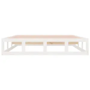 Berkfield Bed Frame White 150x200 cm King Size Solid Wood