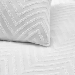 Yard White Chevron Tuft King Cotton Duvet cover & pillow case set