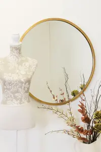 MirrorOutlet Large Gold Circular Bevelled Wall Mirror 80cm x 80cm