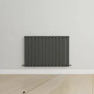 Horizontal Anthracite Single Flat Panel Radiator (H) 600 mm x (W) 884 mm, 2854 BTU.