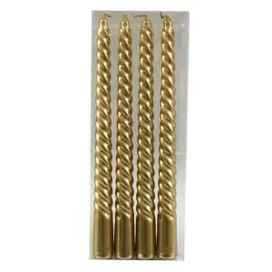 Something Different Twist Taper Candle (Pack of 4) Gold (One Size)