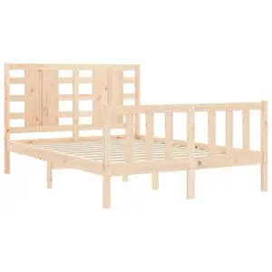 Berkfield Bed Frame with Headboard Small Double Solid Wood