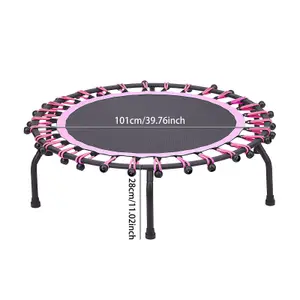 40in Bungee Cords Round Trampoline in Pink for Indoor Outdoor