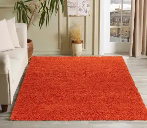 Serdim Rugs Plain Living Room Shaggy Area Rugs Orange 120x170 cm