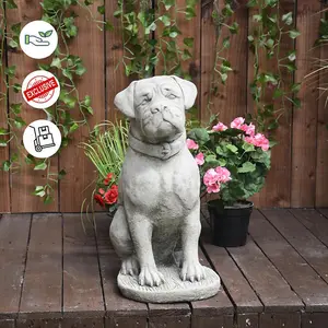 Stone Cast Large Boxer Dog Garden Ornament