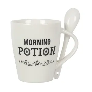 Something Different Morning Potion Ceramic Mug Set White/Black (One Size)