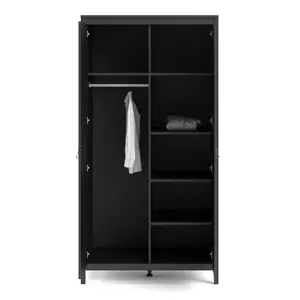 Barcelona Wardrobe with 2 doors in Matt Black