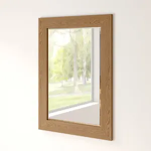 Marylou Oak Effect Framed Wall Mounted Accent Mirror 131.5cm H x 48cm W