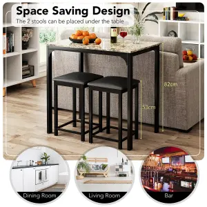 Costway 3-Piece Dining Table Set Modern Bar Table w/ 2 Upholstered Bar Stools