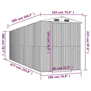 Berkfield Garden Shed Light Grey 192x689x223 cm Galvanised Steel