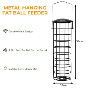 Set of 3 Metal Bird Feeders Easy Fill Hanging Nut & Seed Feeders for Wild Birds Medium