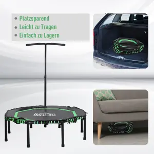 HOMCOM Foldable Trampoline w/ Adjust Handle, Max Load 100 KG - Green