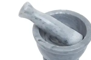 Maison by Premier Salerno Grey Marble Mortar And Pestle With Rim