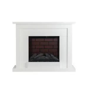 Focal Point Atherstone Brick White MDF Wall-mounted Electric Fire suite