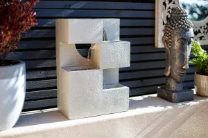 Easy Fountain Cube Falls Solar Powered Garden Feature - Concrete Effect -  L 17 cm x W 32 cm x H 44 cm