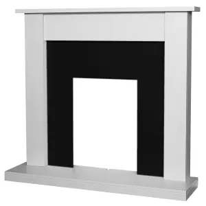 Adam Sutton Fireplace in Pure White/Black, 43 Inch