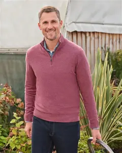 Mens Cashmere And Merino Zip Neck Jumper | Woolovers