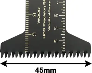 Rennie Tools Pack Of 5 x 45mm Wide Coarse Cut Oscillating Multi Tool Blades For Wood & Plastic. Universal Fit Multitool Blades