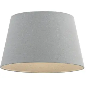 8" Inch Round Tapered Drum Lamp Shade Grey Linen Fabric Cover Simple Elegant