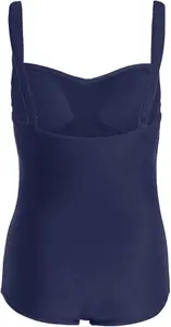 Bonmarche Ladies Navy Blue Ruched Front Swimsuit, Size: 14 -Holiday Shop