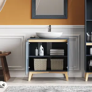 Modern Grey Freestanding Under Sink Storage Cabinet with Plumbing Slot 600x300x602mm