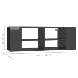 Berkfield Wall-Mounted TV Cabinet High Gloss Grey 102x35x35 cm Engineered Wood