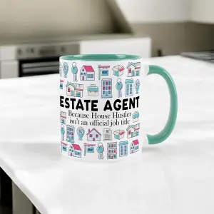 Estate Agent Mug - Humorous Realtor Property Sales Themed Novelty Gifts - Tea/Coffee Hot Drinks Turquoise Ceramic Cup Present