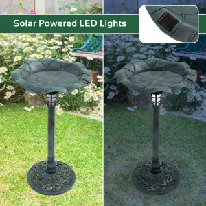 GardenKraft 17430 Bird Bath with Solar Powered Light