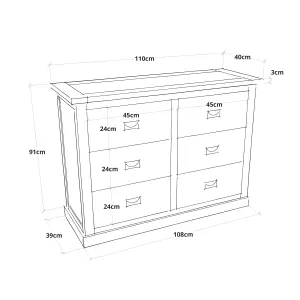 Lucca 6 Drawer Chest of Drawers Bras Drop Handle