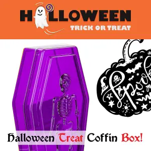 Halloween Sweet Bowl - Skeleton Coffin Box With Lid Scary Halloween Purple