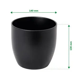 Verve Black Ceramic Plant pot (Dia) 14cm, (H)13cm, 1.4L