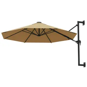 Berkfield Wall-Mounted Parasol with Metal Pole 300 cm Taupe