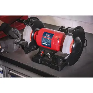 Sealey Bench Grinder With Stone Guards Attached 200mm Variable Speed BG200WVS