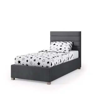 Rest Relax Lottie Solo Ottoman Bed Plush Velvet Steel Grey - Single 3ft