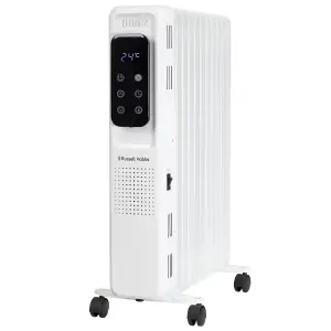 Russell Hobbs Electric Heater 2500W White Digital 11 Fin Oil Filled Radiator with Remote & 2 Year Guarantee RHOFR2521-D