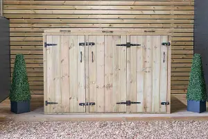 2 Wheelie Bin/2 Recycle Box Store - L80.4 x W203 x H120 cm - Timber