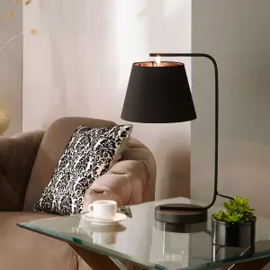 Hendrix Black Table Lamp with Black and Copper Lamp Shade