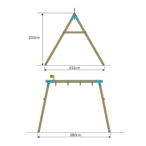 TP Knightswood Compact Wooden Double Swing Set - FSC certified