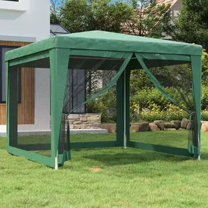 Berkfield Party Tent with 4 Mesh Sidewalls Green 3x3 m HDPE