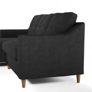 Baxter Fabric L Shaped 3 Seater Corner Sofa With Chaise Charcoal Left Hand Facing