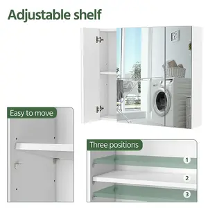 Yaheetech White Wall-Mounted Storage Cabinet with Three Mirror Doors