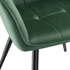 Dining Chair Marilyn - velvet look, quilted pattern - dark green / black