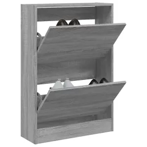 Berkfield Shoe Cabinet Grey Sonoma 60x21x87.5 cm Engineered Wood